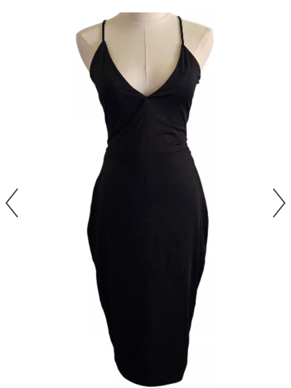 Guess V-Neck Spaghetti Strap Midi Dress